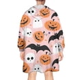 thumbnail image 2 of Wearable Oversized Blanket,Halloween Pumpkins Ghosts Skulls and Bats Wearable Blanket Hoodie for Adults,Cozy Hooded Blankets with Super Pockets,Super Warm Fuzzy Pullover for Women & Men, 2 of 6