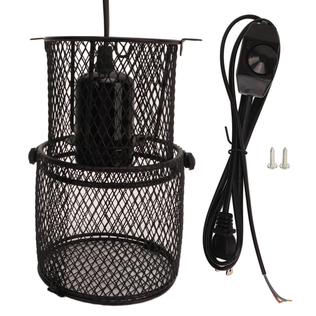 Protector de lámpara de calor para reptiles, evita quemaduras, lámpara de calor retráctil para reptiles, cubierta de malla, protector de calor con portalámparas de cerámica E27, enchufe