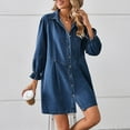 thumbnail image 6 of Miluxas Denim Dress for Women with Pockets Short Sleeve Babydoll Denim Shirt Dresses for Women Dark Blue 4(S), 6 of 7
