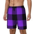 thumbnail image 2 of Balery Purple Buffalo Plaid Mens Swim Trunks Swim Shorts for Men Quick Dry Inseam Beach Shorts with Compression Liner Pocket-X-Large, 2 of 9