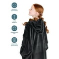thumbnail image 4 of Bare Homey Kids Size Microplush Wearable Blanket, Split Front Pocket, Black, 4 of 8