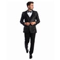 thumbnail image 3 of Black Men's Hybrid-Fit 3pc Paisley Suit w/ Wide Black Shawl Collar, 3 of 4