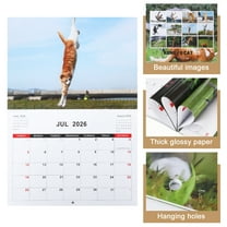 sixwipe 2026 Kungfu Cat Wall Calendar, January 2026 - December 2026, 12" x 9", Hanging Hook, Blocks and Holidays