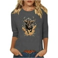 thumbnail image 2 of PNTUTB Women's 3/4 Sleeve Western Style Printed Casual T-shirt, 2 of 6
