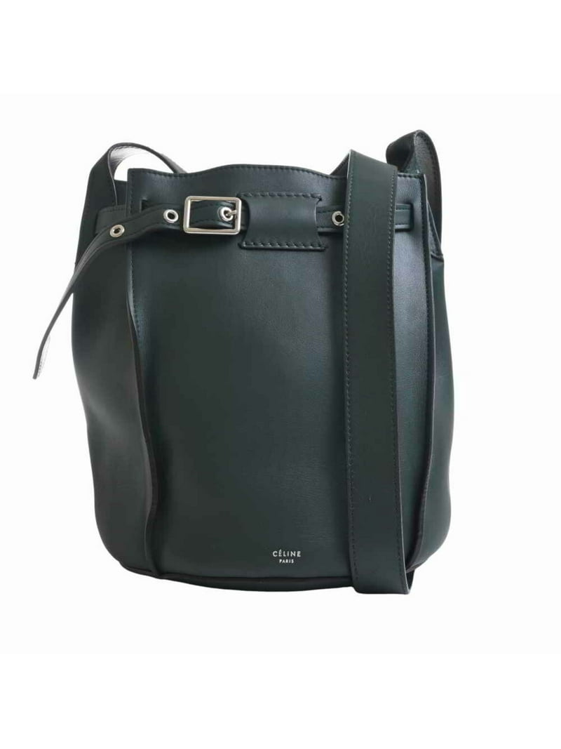 Authenticated Used Celine Leather Big Bag Bucket Shoulder Green -  Walmart.Com