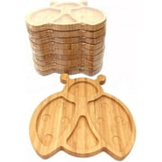 4916, Bamboo Food Plate for Snacks Appetizer Fruit Vegetable | Children Meal Plate | Picnic Kitchen Party | Eco-Friendly Plates, Ladybug Shaped, 8"x8.25", 10 Pack