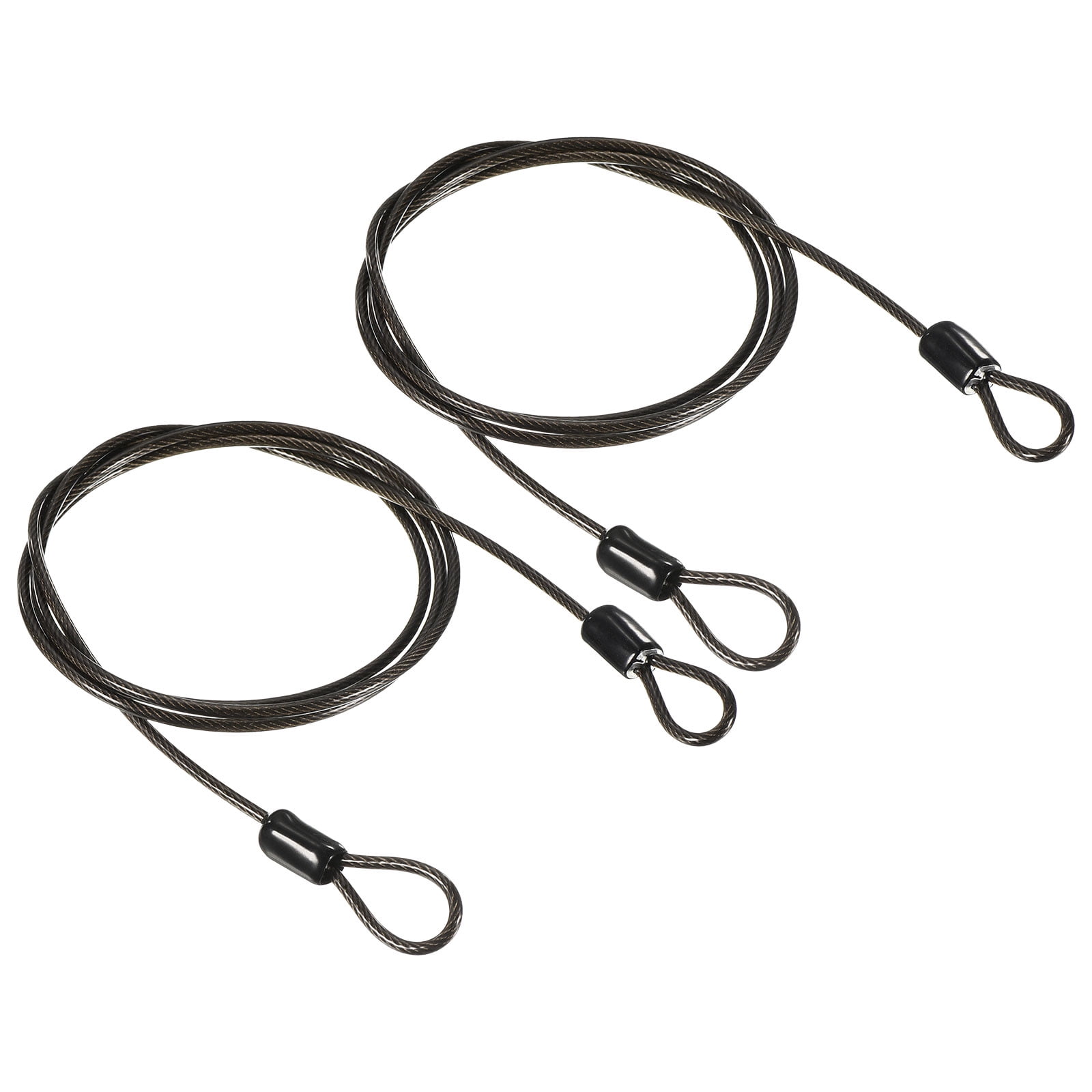Uxcell 2.5mmx1m Coated Security Steel Cable Luggage Lock Wire Rope Double Loop Black 2 Pack