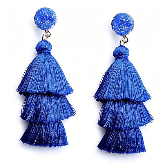 DESIGNICE Colorful Layered Tassel Earrings Bohemian Statement Tiered Tassel Big Dangle Drop Earrings for Women Druzy Studs Valentine’S Day Gift