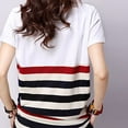 thumbnail image 4 of T-Shirt Blouse Haut pour Femmes en Polyester à Rayures, Col Rond, Manches Courtes, Coupe Ample, Grande Taille, 4 of 7