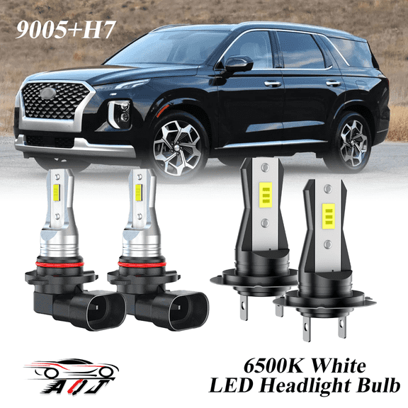 Compatible with Hyundai Palisade 2020 2021 2022 2023  LED Headlight KIT High Low Beam Combo Bulbs (Pack of 4) , 6500K White 10,000LM Super Bright, Plug and Play