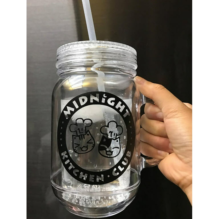 ImpecGear 20 Oz Mason Jar Doubled Wall Acrylic Cup with Straw & Lid Regular  Mouth (Clear) 