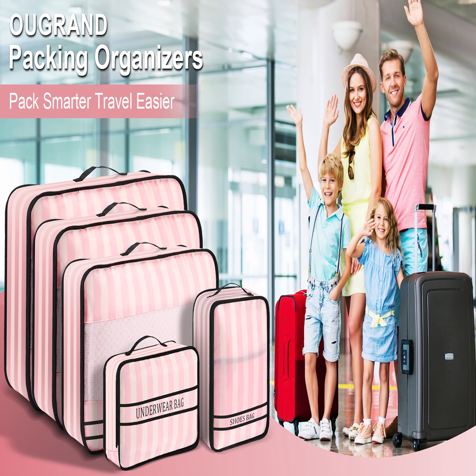 LEPECQ 9Pcs Packing Cubes Luggage Packing Organizers for Travel Accessories Space Saving Travel Bags for Carry On, Lightweight Mesh Zipper, Clothes, Shoes, Laundry and Shoe Bag