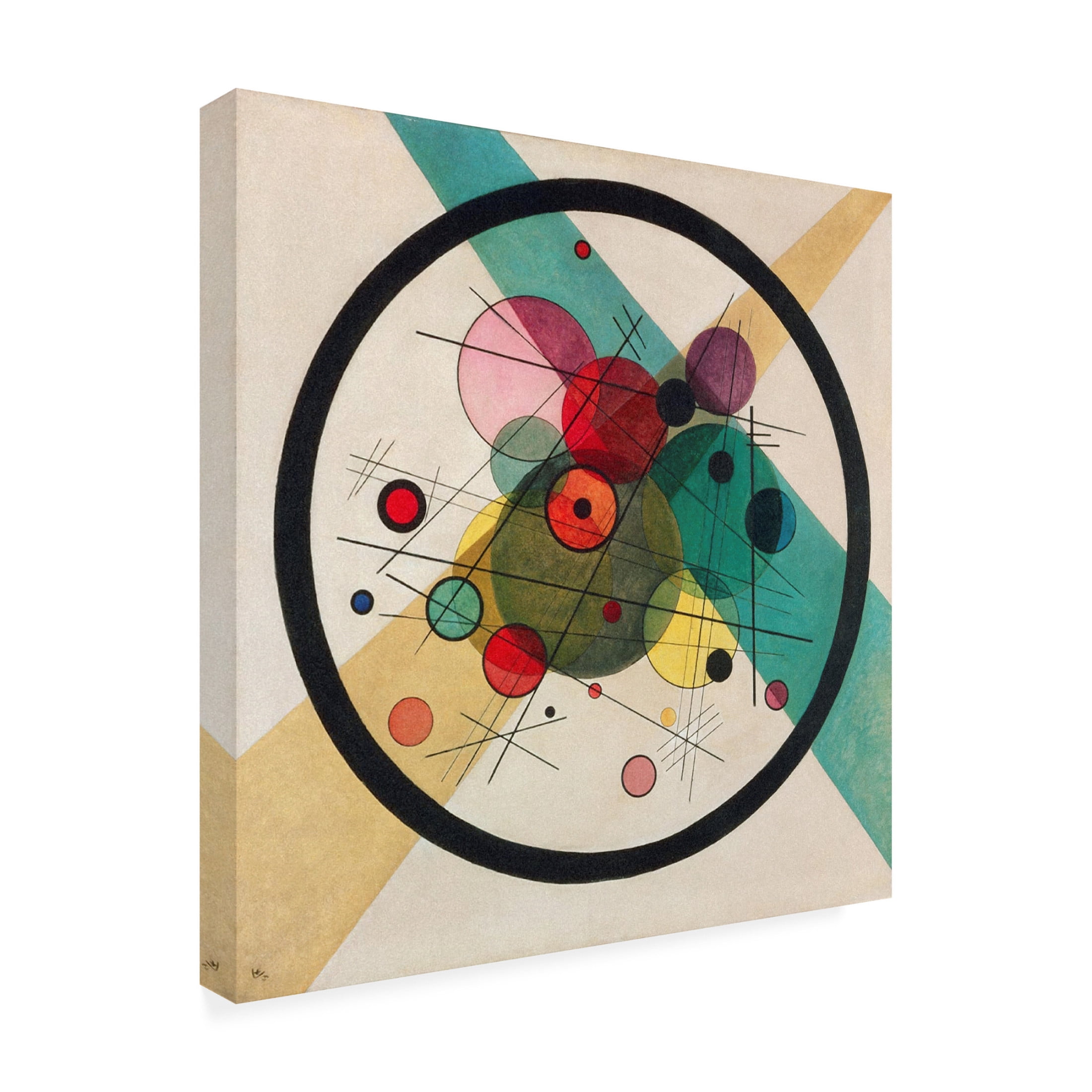 Canvas Wall Art - Vintage Apple Collection 'Wassily Kandinsky Circles in a Circle' Wall Art for Living Room, Bedroom, or Office Décor by Trademark Fine Art - 24 x 24 Inches