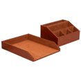 thumbnail image 6 of Mind Reader PU Leather Desk Organizer and Letter Tray Set, Stackable Paper Tray, Pen Cup and Card Holder, Brown, 6 of 7