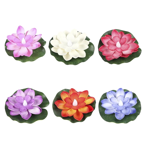 KAKOWELY 6 piezas de flores flotantes de simulación de plantas de estanque, decoración de pecera, centro de mesa de estanque