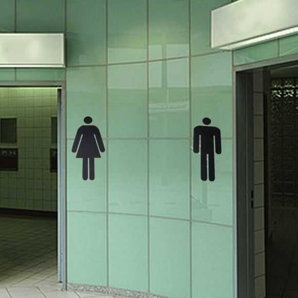 TEHAUX 1 Pair Washroom Sign Restroom Wall Sign Mens Ladies Toilet Sign 5.9x1.9in