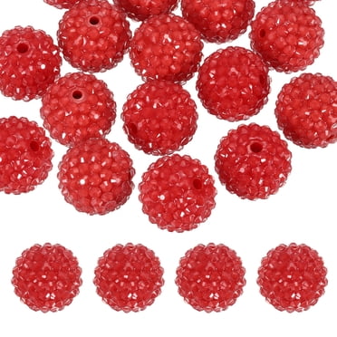 Uxcell 20mm Resin Rhinestone Beads for Beadable Pen, 10 Pack Ball Disco Beads for Jewelry Making, Red