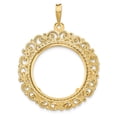 thumbnail image 1 of 14k Yellow Gold Victorian Filigree Prong Setting Coin Bezel Pendant Mounting - Fits 21.6mm, 1 of 4