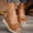 Brown, variant on WIZUTIZ Wedge Sandals for Women Sandals Women Trendy Comfort Stretchy Beach Sandals Pull-On Round Toe Shoes Flat Heel (O"-1) Wide Solid Sandals for Ladies Party Items Brown