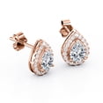 thumbnail image 4 of Aros Tipo Botón JeenMata con Halo de Moissanita En Forma de Pera 1,1 Quilates Baño de Oro Rosa de 18 K sobre Plata, 4 of 5