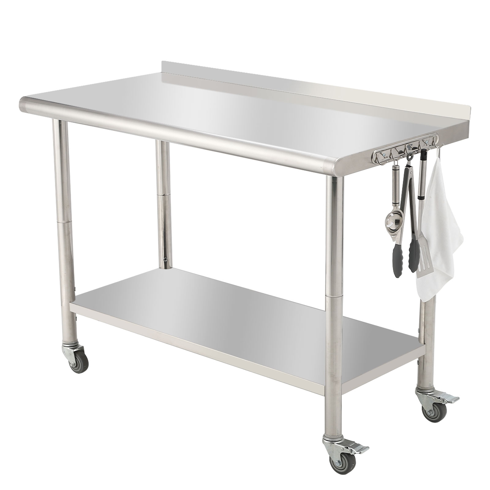 OUTGOODS Stainless Steel Work Table 48"x24" w/ Adjustable Shelf, NSF Commercial Grade