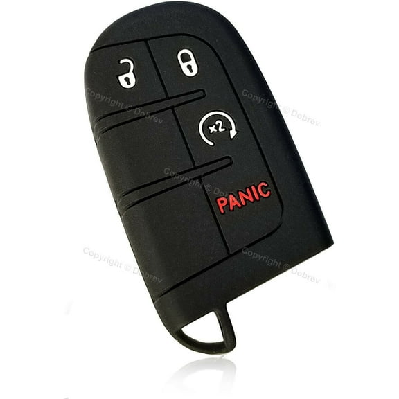 Dobrev 4 Button Silicone Case Cover Fob Skin Protector for Dodge Ram Durango Challenger Jeep Renegade Trailhawk Compass Grand Cherokee Key  black