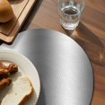 thumbnail image 3 of Dark Gray Round 13 Inch Placemats Set of 6, Gradient White Abstract Minimalist Stripe HeatResistant Non Slip Place Mats for Dining Table, Wipeable Braided Kitchen Table Mats for Housewarming, 3 of 9