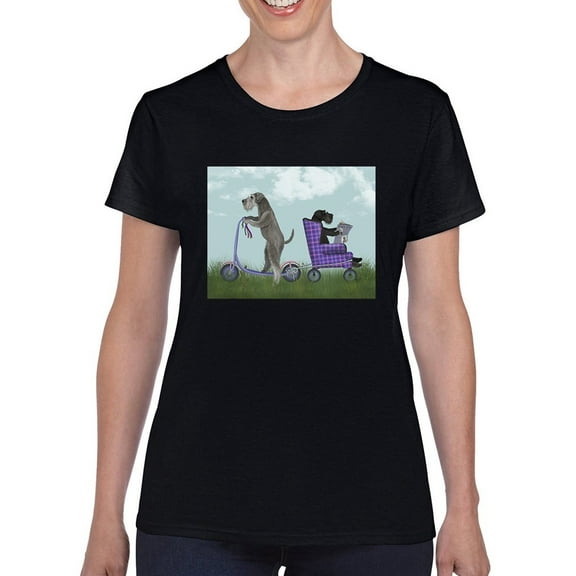 Schnauzer Scooter T-Shirt Women -Fab Funky Designs, Female 5X-Large