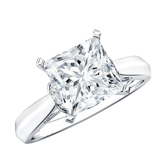 Rosec Jewels IGI Certified Lab Grown Diamond Princess Cut Engagement Ring 3 Carat - E-VS1 Quality Diamond Solitaire Ring for Women, 925 Sterling Silver, US 4.00