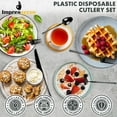 thumbnail image 2 of Impresserve Plastic Disposable Cutlery Set w/ Forks, Knives & Spoons, Infinity Design, Black, 40 Count, 2 of 5