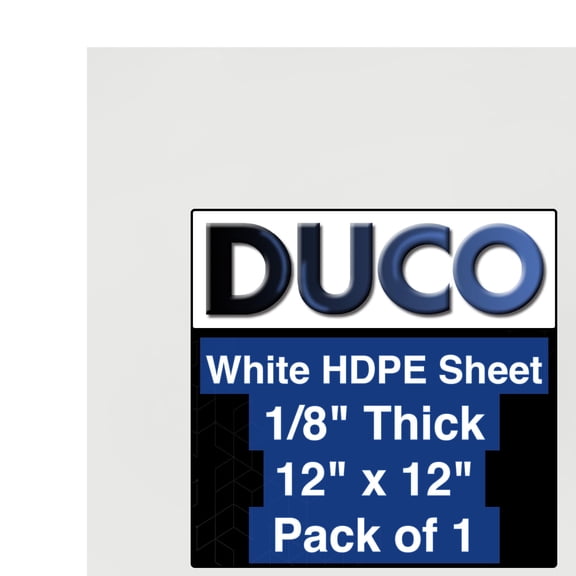 Duco USA-Made HDPE Sheet 1/8 Inch Thick 12" x 12" - 1 Pack of White HDPE Plastic Cutting Board Plastic Sheet for Kitchen, Signs, Crafts, Shelf Board, and Dishwasher Friendly