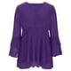 thumbnail image 4 of Ounisa Womens Ruffle 3/4 Sleeve V Neck Double Layers Mesh Blouses Loose Fit Flowy Tunic Tops, 4 of 6