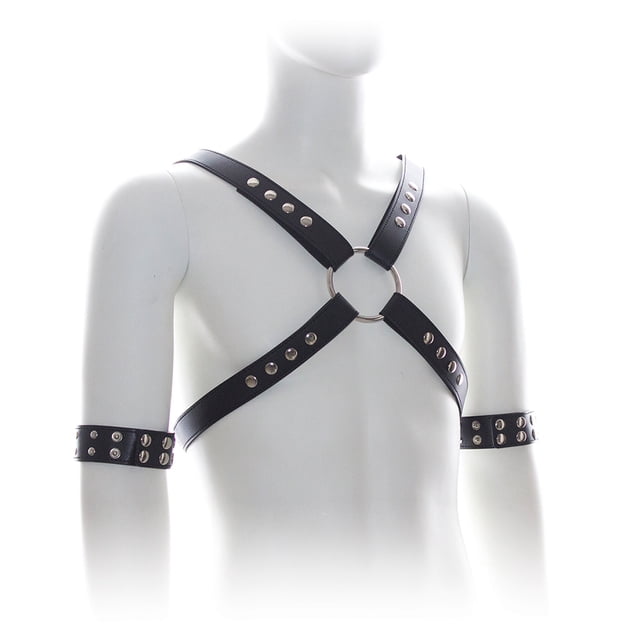 Arnés de pecho de sujeción de cuero sintético para hombre, correa para el cuerpo, cinturón, banda para el Macarena hombres de arnés con arnés negro