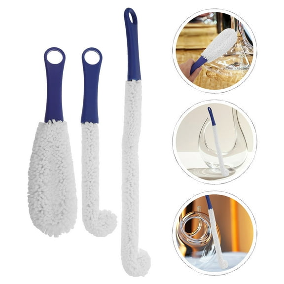Masteelf MLINS 3pcs Wine Glass Cleaning Brush Set Flexible Bottle Decanter Goblet Cleaner for Dish Washing