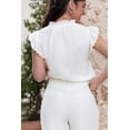 thumbnail image 2 of Stylish Sleeveless White Blouse with Embroidery and Ruffle Trim for Women | [ZhiHiMeRi] | (US 8-10)M, 2 of 7