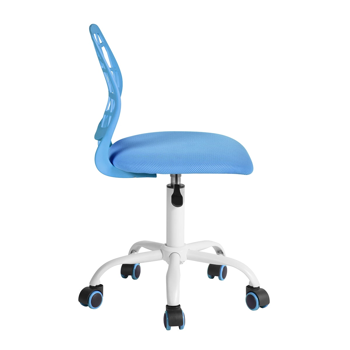Armless Task Chair for Teens Girls, 360° Swivel Height Adjustable Desk Chair, PP Mesh Back Fabric Seat with Rolling Casters for Study Bedroom Vanity
