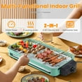 thumbnail image 4 of TeqHome Counter Top Indoor Grill Electric 2 in 1 1500W Electric Grill for Kitchen with Grill Net 5 Temperature Control 3 Small Trays Removeable Plate Dishwasher Safe Green, 4 of 10