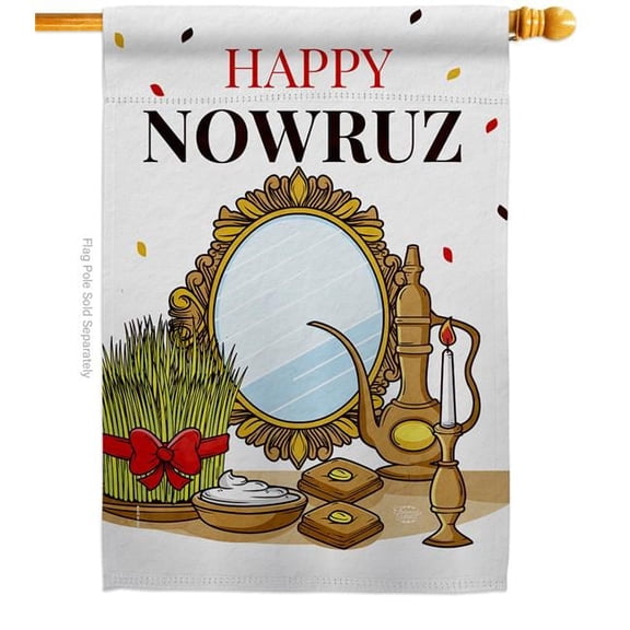 Ornament Collection H192469-BO Nowruz Iranian New Year Celebration Double-Sided Garden Decorative House Flag, Multi Color