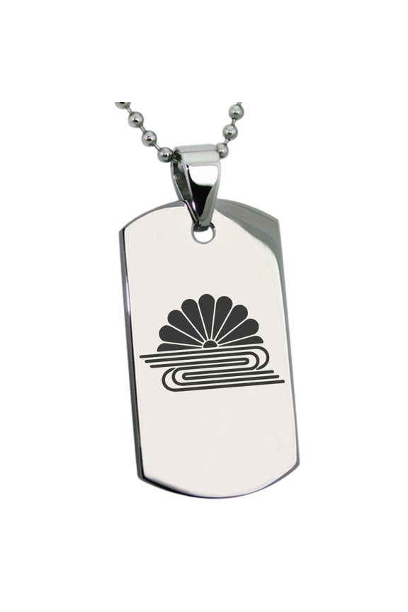 Stainless Steel Kusonoki Samurai Crest Engraved Dog Tag Pendant Necklace
