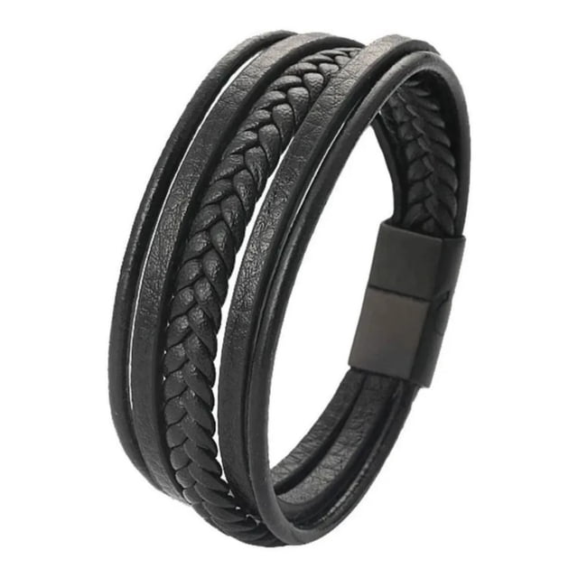 Pulsera de cuero con hebilla magnética para hombre o mujer