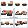 thumbnail image 2 of Outdoor Wicker Furniture Sets, 5 Piece Patio Furniture Sofa Set with Ottoman, Coffee Table, 2 Pillows, 3 Wicker Chairs, Outdoor Conversation Set with Cushions for Backyard, Porch, Garden, LLL251, 2 of 11