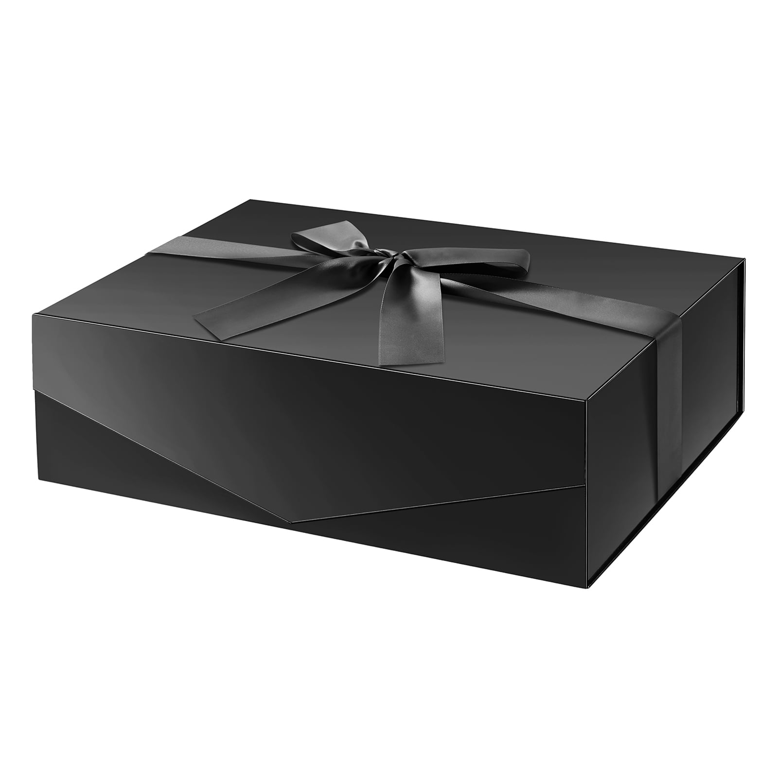 Large Gift Box with Ribbon 13.5x9x4.1 Inches, Christmas Black Gift Box