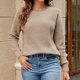 thumbnail image 2 of Suéter de Invierno Gibobby de punto Cuello redondo para mujer Otoño Invierno Nieve Caqui L, 2 of 5