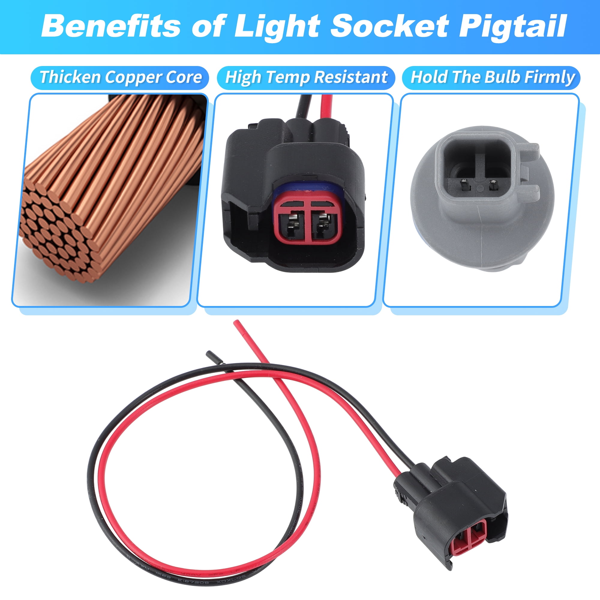 Unique Bargains Side Marker Light Bulb Socket Harness for Ford F-150 2015-2023
