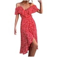 thumbnail image 2 of SMihono Robe Maxi Bohème d'Été pour Femmes Grande Taille Mode Féminine Boho Col en V Manches Courtes Ample Robe Longue Imprimée Robe de Plage, 2 of 5