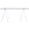 thumbnail image 3 of Bowery Hill Contemporary Clear Glass Top Acrylic Sawhorse Writing Desk, 3 of 6