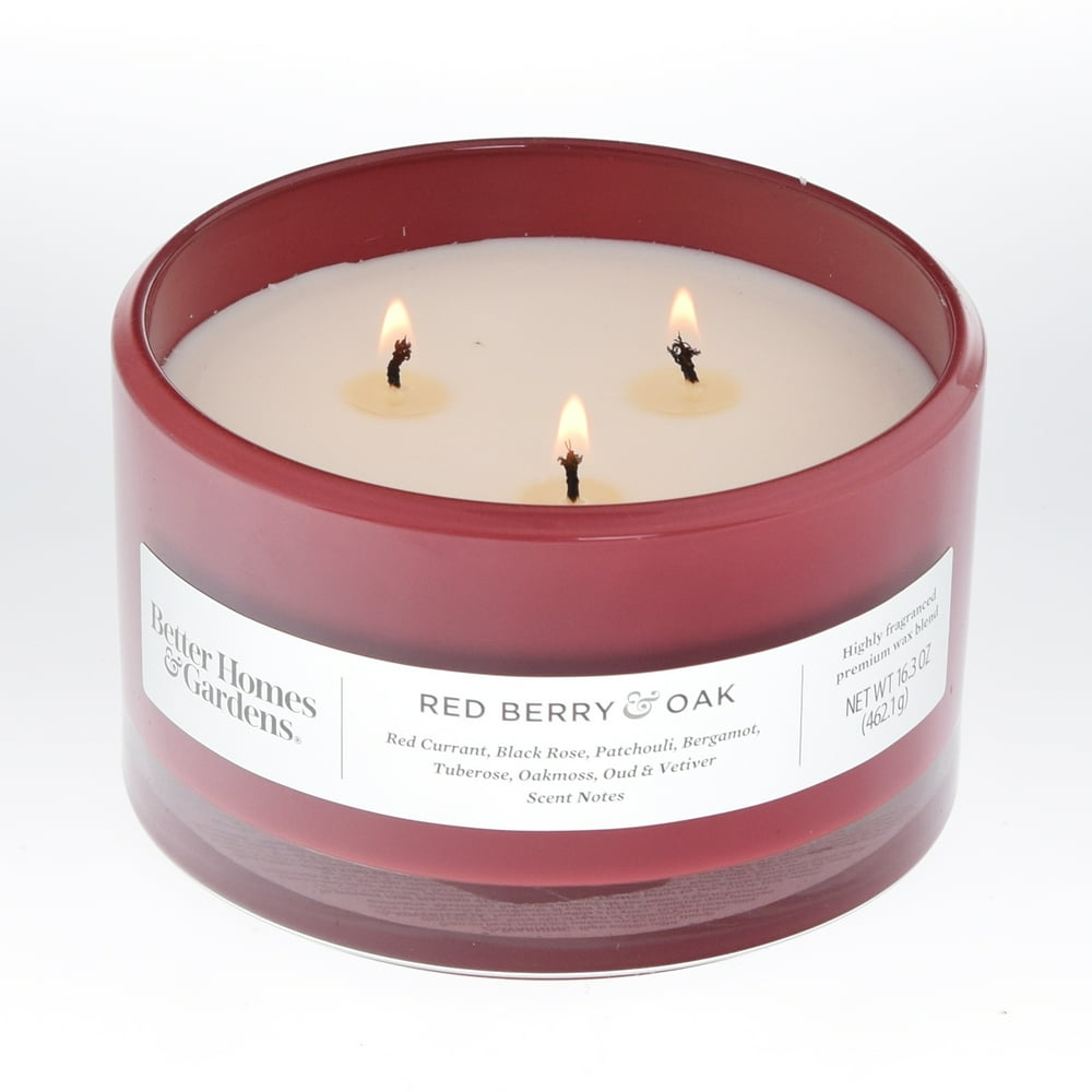 Better Homes & Gardens Red Berry & Oak 3wick Candle