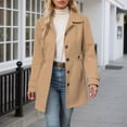thumbnail image 2 of Women's Wool Blend Trench Coat Mid Length Double Button Front Elegant Slim Fit Overcoat For Fall Winter Casual Wear, 2 of 7