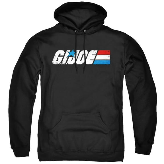 G.I. Joe Distressed Logo Unisex Adult Pull-Over Hoodie, Black, Small
