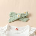 thumbnail image 5 of 6 Month Girl Clothes Girl Baby Girls Clothes Ribbed Ruffled Romper+Floral Pants+Headband Outfit Set Light Green 0-3 Months, 5 of 9